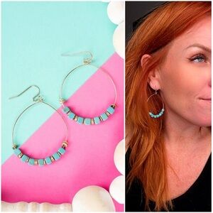 Goldtone Turquoise Cube Earrings